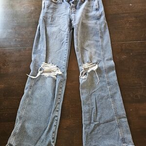 Distressed Straight Leg Jeans